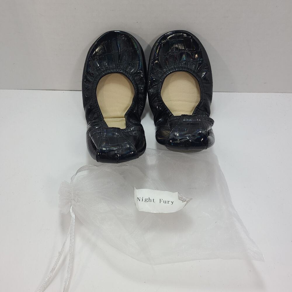 The Storehouse Flats 9 Soft Leather Slip On Shoes Foldable Night Fury Black